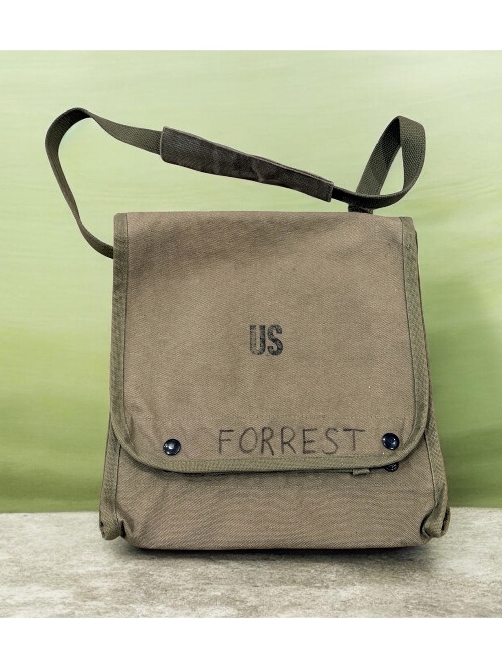 Vintage U.S. Military Canvas Case for Map & Photographs with 'FORREST' Marking